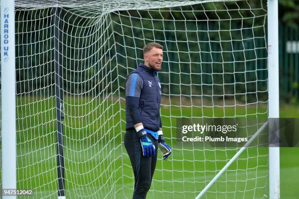 Ben Hamer during the Leicester City training session at Belvoir Drive Training Complex on April 05 , 2018 in Leicester, United Kingdom.