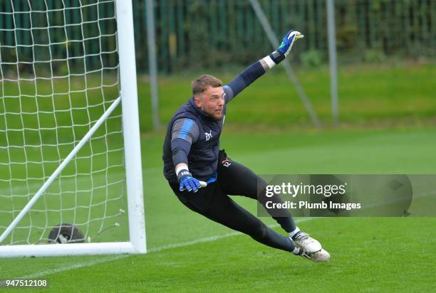 Ben Hamer during the Leicester City training session at Belvoir Drive Training Complex on April 05 , 2018 in Leicester, United Kingdom.