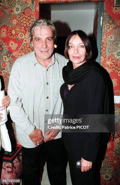 Marie Laforet et Jacques Weber à la générale de la pièce "Gustave et Eugène" au thé¿tre Hebertot, septembre 1996.