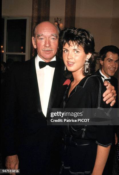 Eddie Barclay with his eighth wife Caroline, Deauville film festival, 1987.