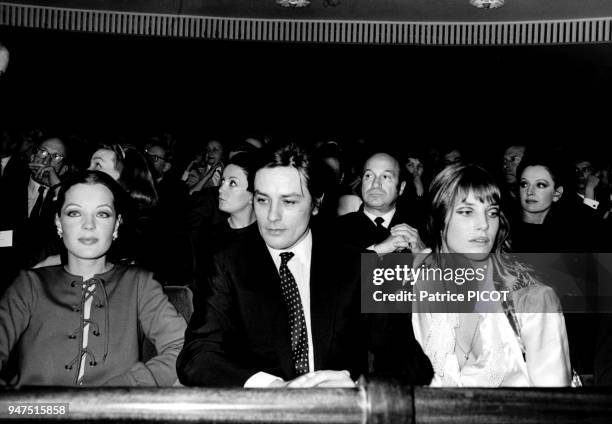 Romy Schneider with Alain Delon and Jane Birkin, 1ere "La piscine" by Jacqyes Deray, 1969.