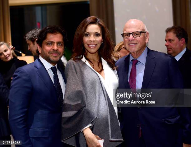 Reaz Jafri, Lisa Simonsen and Howard M. Lorber attend Launch Of New Entity Withers Global Advisors at 432 Park Avenue on April 3, 2018 in New York...