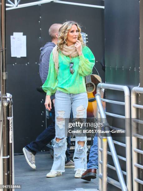 Jennifer Nettles is seen arriving at 'Jimmy Kimmel Live' on April 16, 2018 in Los Angeles, California.