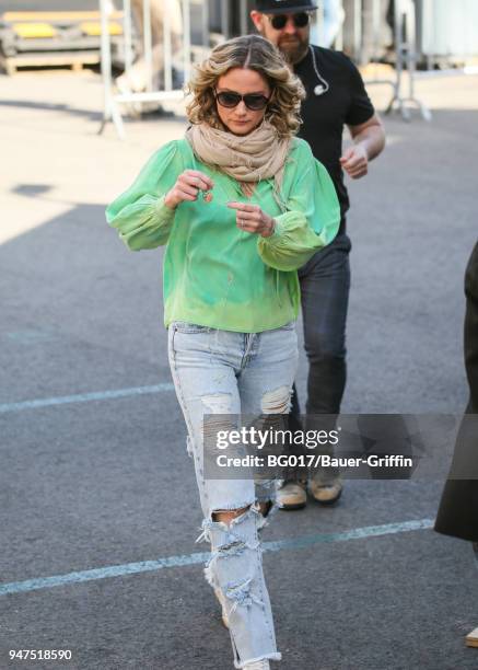 Jennifer Nettles is seen arriving at 'Jimmy Kimmel Live' on April 16, 2018 in Los Angeles, California.