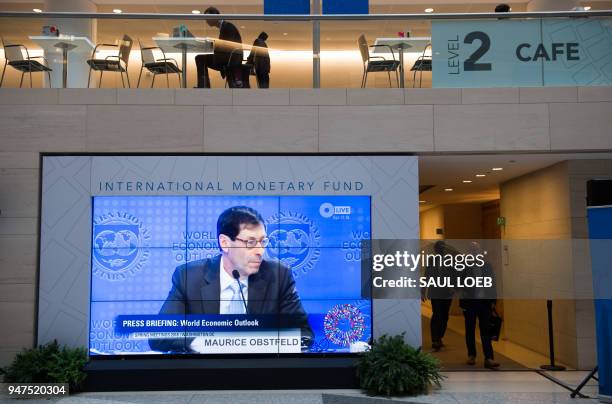 Maurice Obstfeld , Economic Counsellor and Director of the Research Department at the IMF, holds a press briefing on the World Economic Outlook...