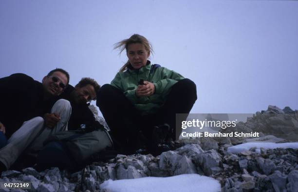 Actress Barbara Rudnik is seen on a hike to the "Seekarspitze" with actor Michael Tregor in the Austrian Alps on July 3, 2007 near Scharniz, Austria.