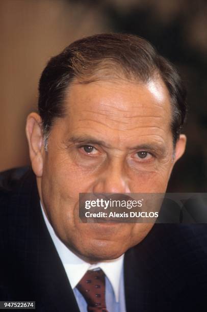 French Secretary of the Interior Charles Pasqua at Press Conference in Paris, July 3, 1986.