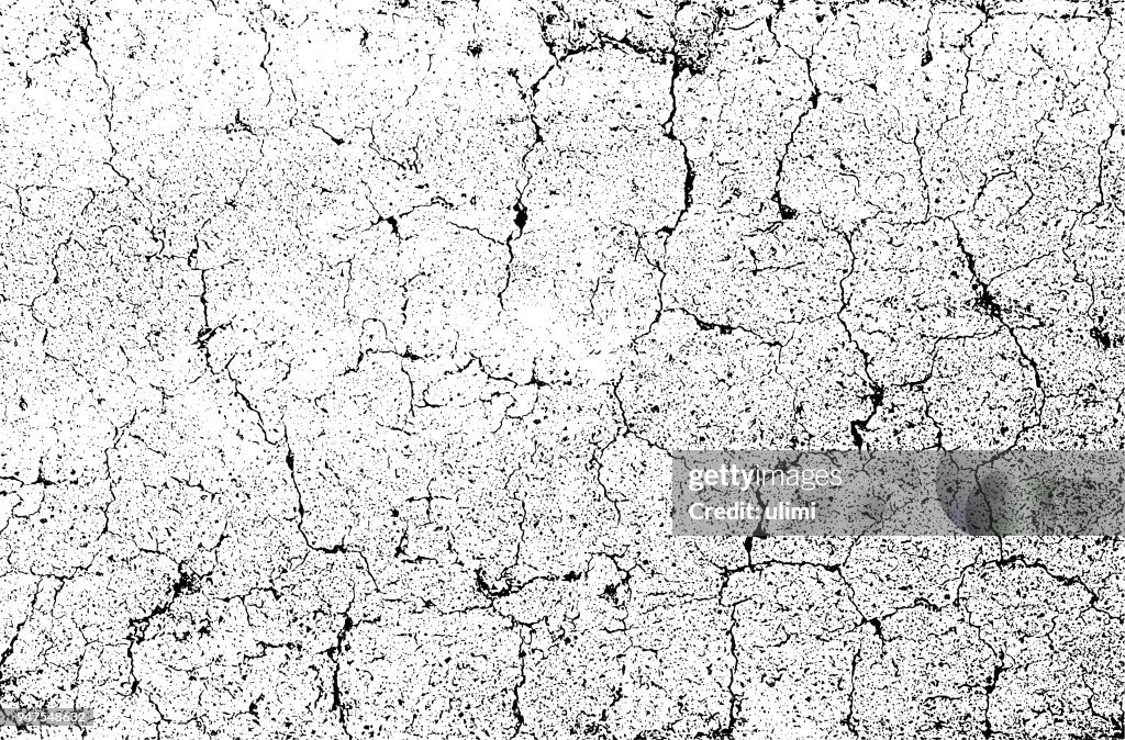 Monochrome grunge texture background. Cracks on the damaged stone wall. Rectangle backdrop