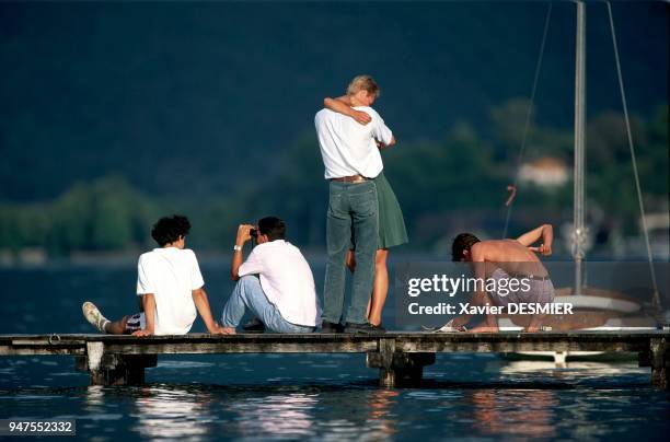 France, Haute-Savoie, Le lac d'Annecy, Haute-Savoie, Alpes, France. Chaque année, la période estivale amène de nombreux touristes attirés par la...