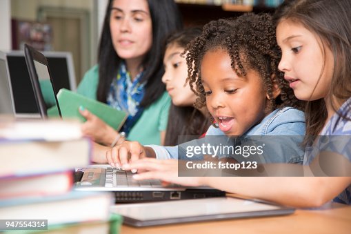 Kids In Computer Elementaryage Children Learn Computer Coding In School High-Res Stock ...