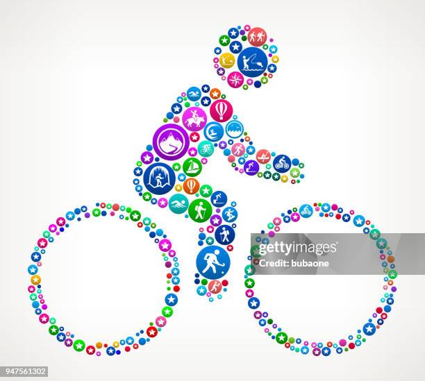 bicycle adventure travel vector icon pattern - man diving pool stock illustrations