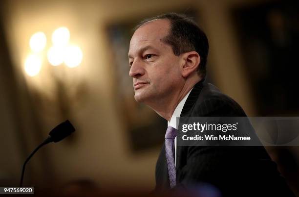 Labor Secretary Alexander Acosta testifies before the House Ways and Means Committee April 17, 2018 in Washington, DC. Acosta testified on "Jobs and...