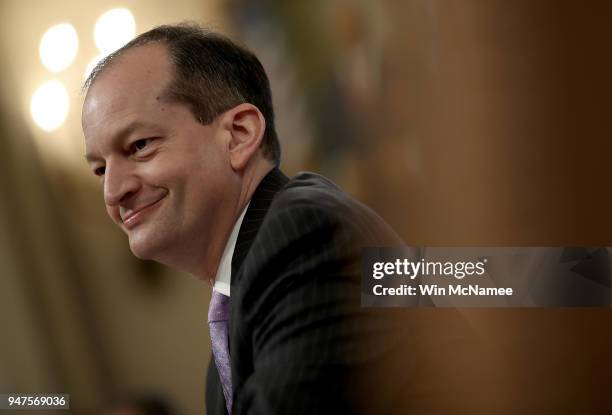 Labor Secretary Alexander Acosta testifies before the House Ways and Means Committee April 17, 2018 in Washington, DC. Acosta testified on "Jobs and...