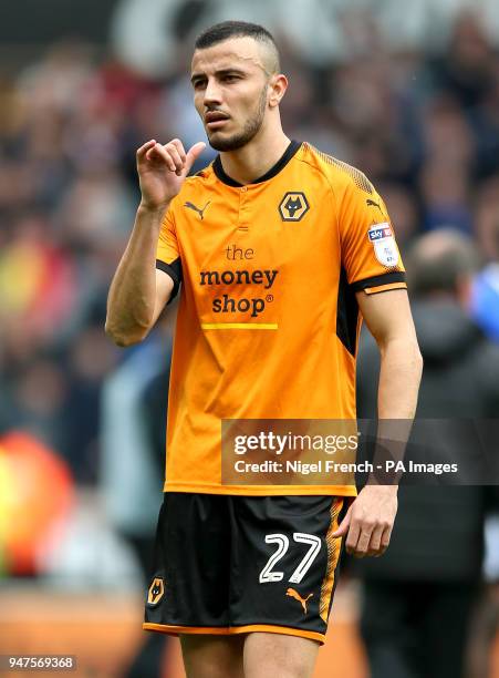 Wolverhampton Wanderers' Romain Saiss during the Sky Bet Championship match at Molineux, Wolverhampton.