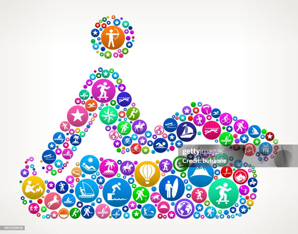 Snow Tubing Adventure Travel Vector Icon Pattern