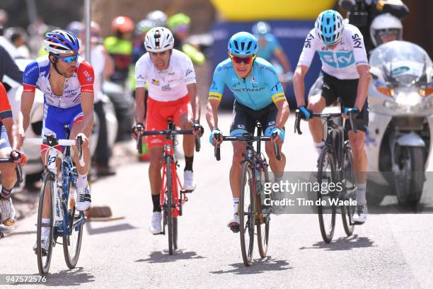 Domenico Pozzovivo of Italy and Team Bahrain Merida / Thibaut Pinot of France and Team Groupama FDJ / Christopher Froome of Great Britain and Team...