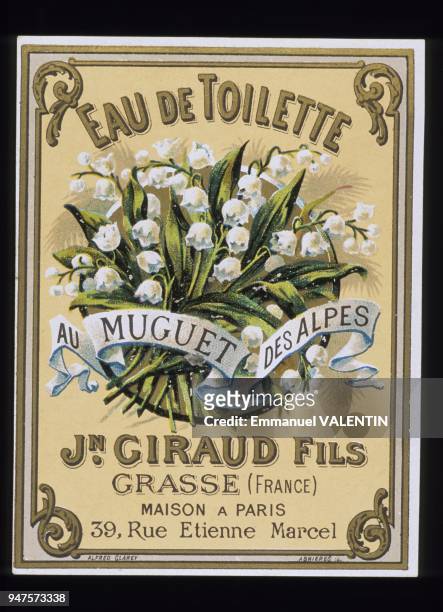 ETIQUETTE DE MUGUET, PARFUMERIE GIRAUD, GRASSE, FRANCE.