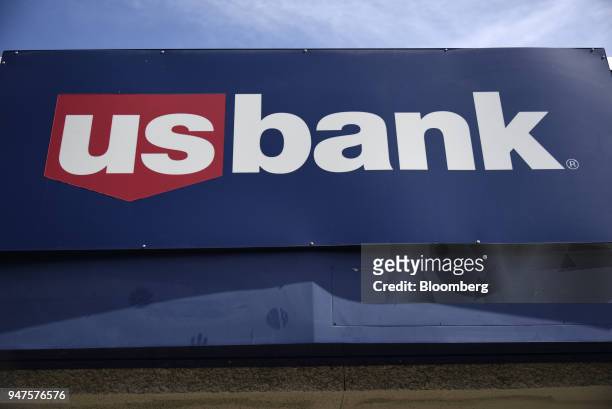 Bancorp signage is displayed outside a branch in Alameda, California, U.S., on Monday, April 9, 2018. US Bancorp is scheduled to release earning...
