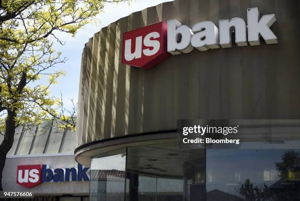 Bancorp signage is displayed outside a branch in Alameda, California, U.S., on Monday, April 9, 2018. US Bancorp is scheduled to release earning...