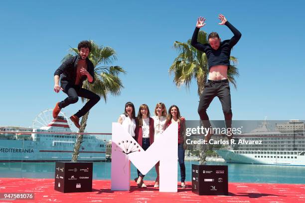 Actor Miki Esparbe, actress Maria Ribera, director Elena Trape, actress Alexandra Jimenez, producer Marta Ramirez and actor Bruno Sevilla attend 'Las...