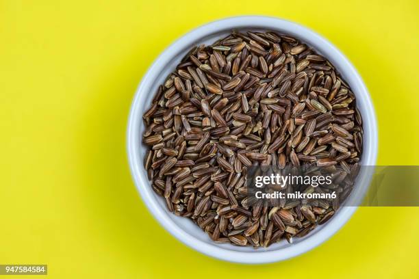 wild rice directly above view, macro shot. traditional food. - wild rice stock pictures, royalty-free photos & images