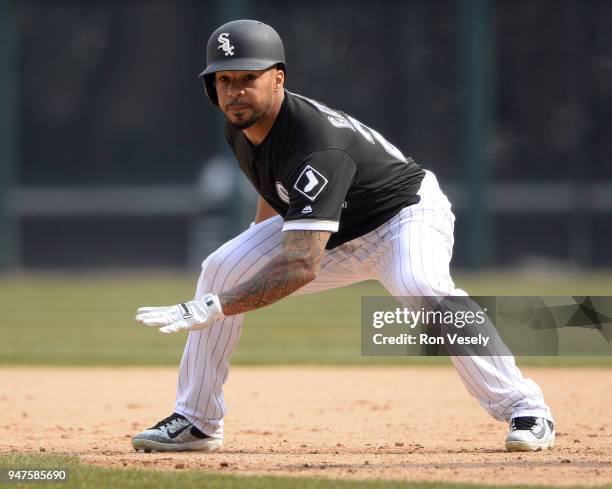 Leury Garcia of the Chicago White Sox runs the bases against the Tampa Bay Rays on April 11, 2018 at Guaranteed Rate Field in Chicago, Illinois....