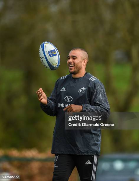 Limerick , Ireland - 17 April 2018; Simon Zebo during Munster Rugby squad training at the University of Limerick in Limerick.