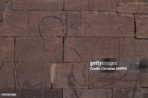 Mur du temple d'Apedemak à Naga au Soudan.