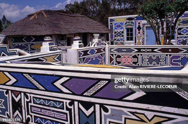Maison peinte du Botshabelo Ndebele en Afrique du Sud.