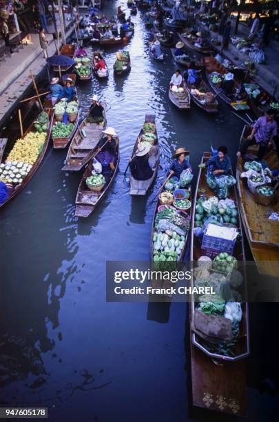 Le marché flottant de Damnoen Saduak, près de Bangkok, Thaïlande.