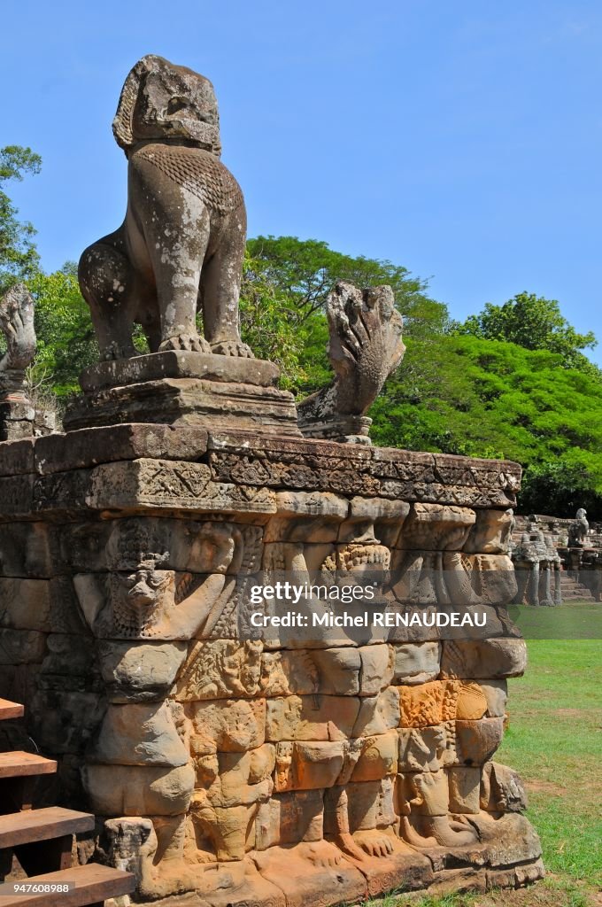 Cambodia, Siem Reap Province, Angkor site listed as World Heritage by UNESCO, former city of Angkor Thom, Elephants Terrace