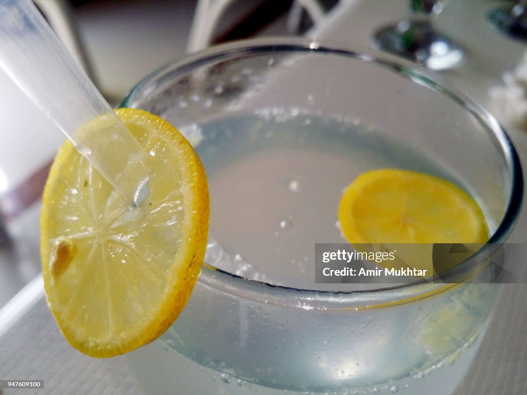 Fresh Lime (Lemonade) drink in a glass with lemon slices