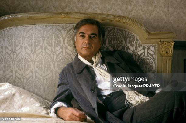 Actor Jean-Claude Brialy on the set of French film Grand Guignol, directed by Jean Marboeuf, August 8, 1985.