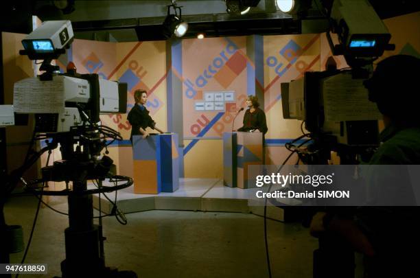 Presenter Daniele Gilbert On Set of Show D Accord Ou Pas, Paris, April 1987.