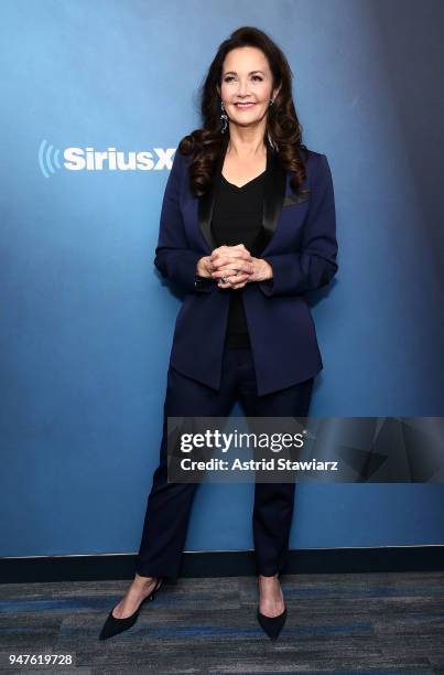 Actress and singer Lynda Carter visits the SiriusXM studios on April 17, 2018 in New York City.