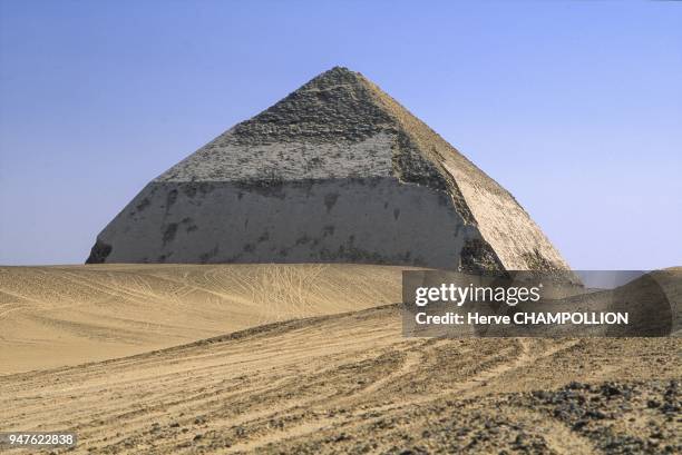 Rhomboidal pyramid of Dachour on circa 1990 in Dachour, Egypt.