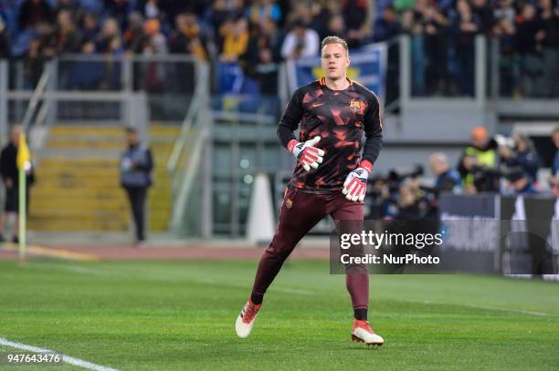 Marc-Andre ter Stegen during the UEFA Champions League quarter final match between AS Roma and FC Barcelona at the Olympic stadium on April 10, 2018...