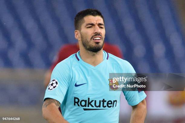 Luis Suarez during the UEFA Champions League quarter final match between AS Roma and FC Barcelona at the Olympic stadium on April 10, 2018 in Rome,...