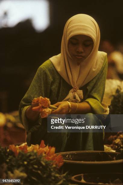 Malaysia Roses Seller In Kota Bharu Market Everyday Life In Malaysia.