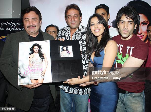 Rishi Kapoor, Sanjay Dutt, Sophie Chaudhary and Tushar Kapoor launch her new music album "Sound of Sophie" in Mumbai on Thursday, December 17, 2009.