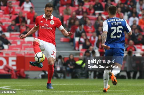 Benfica defender Jardel Vieira from Brazil in action during the Primeira Liga match between SL Benfica and FC Porto at Estadio da Luz on April 15,...