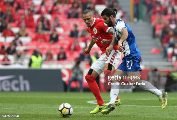Porto midfielder Sergio Oliveira from Portugal with SL Benfica midfielder Ljubomir Fejsa from Serbia in action during the Primeira Liga match between...