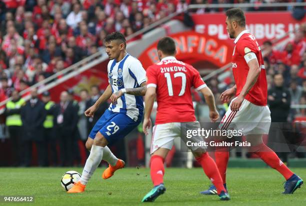 Porto forward Tiquinho Soares from Brazil in action during the Primeira Liga match between SL Benfica and FC Porto at Estadio da Luz on April 15,...