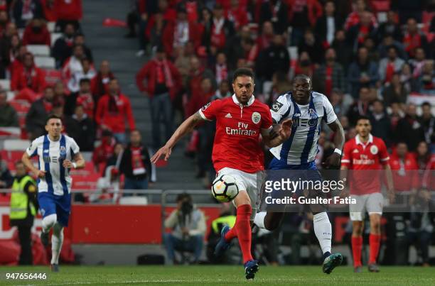 Benfica defender Jardel Vieira from Brazil with FC Porto forward Vincent Aboubakar from Cameroon in action during the Primeira Liga match between SL...