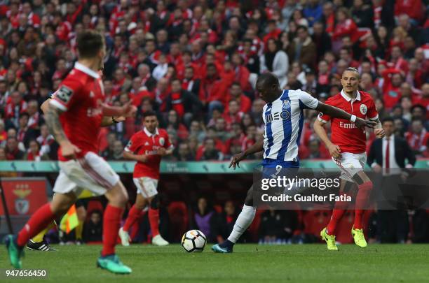 Porto forward Vincent Aboubakar from Cameroon in action during the Primeira Liga match between SL Benfica and FC Porto at Estadio da Luz on April 15,...