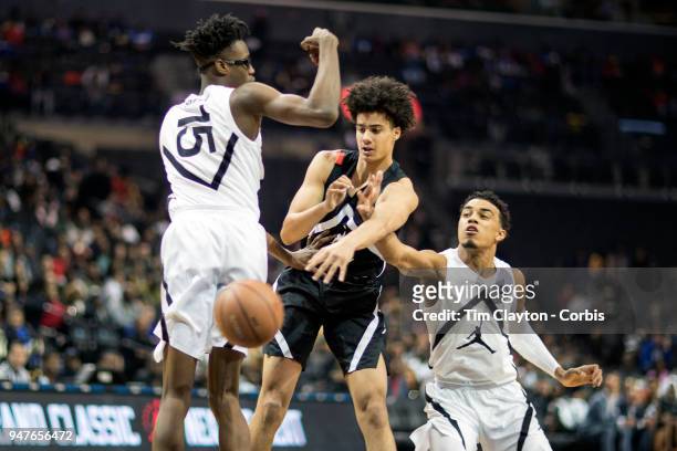 April 08: Will Richardson Oak Hill Academy, Mouth of Wilson, VA defended by Jalen Smith Mount St. Joseph HS, Baltimore, MD and Tre Jones Apple Valley...