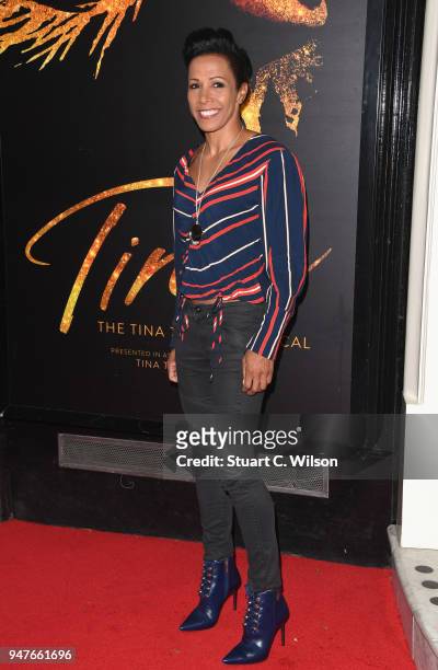 Dame Kelly Holmes attends the opening night of 'Tina' the Tina Turner musical at Aldwych Theatre on April 17, 2018 in London, England.