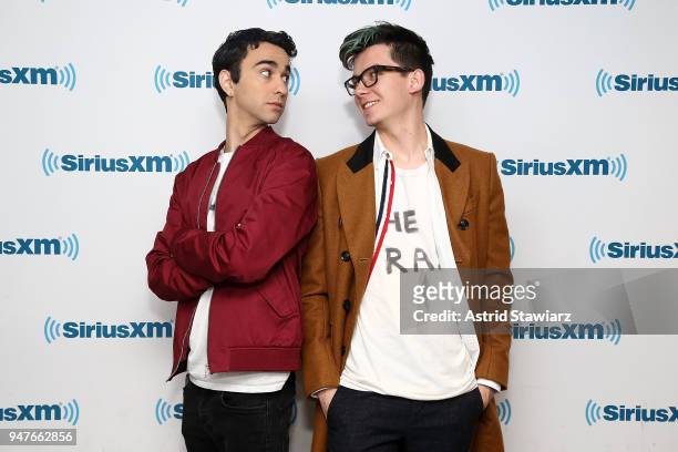 Actors Alex Wolff and Asa Butterfield visit the SiriusXM studios on April 17, 2018 in New York City.