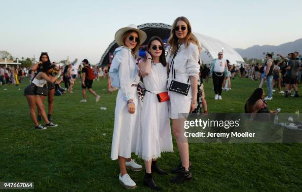 The girls from Shoppisticated Maike Schmitz, Sonja Paszkowiak, Kira Tolk wearing a complete MarcCain look during day 1 of the 2018 Coachella Valley...