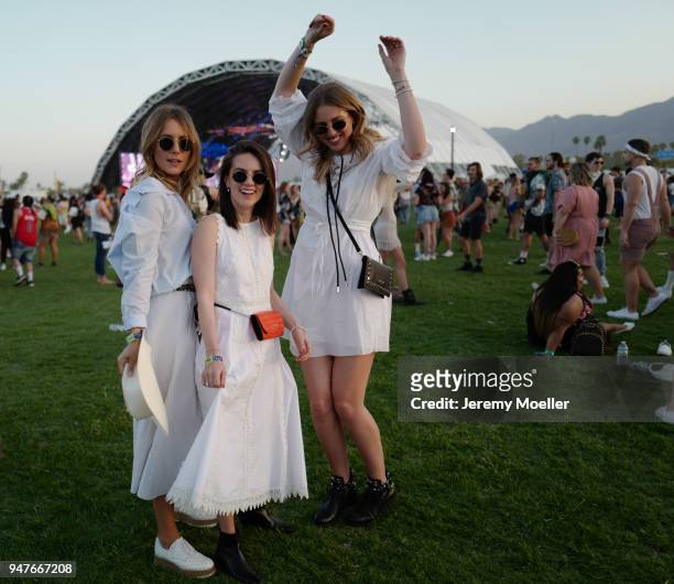 The girls from Shoppisticated Maike Schmitz, Sonja Paszkowiak, Kira Tolk wearing a complete MarcCain look during day 1 of the 2018 Coachella Valley...